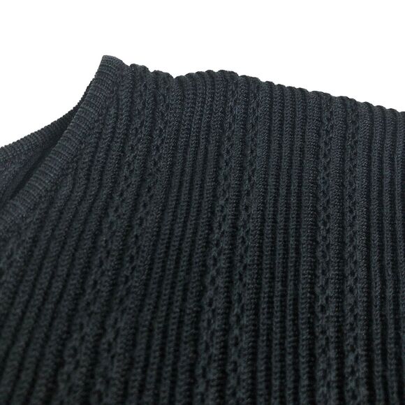 Neiman Marcus Exclusive Sweater Top Womens Small Black Silk Short Sleeve Knit - Picture 5 of 14